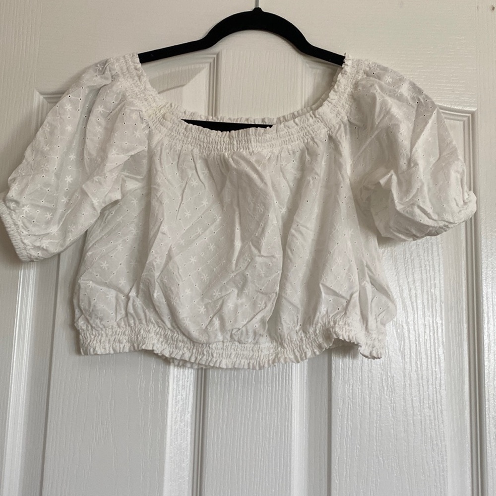 White Eyelet crop top